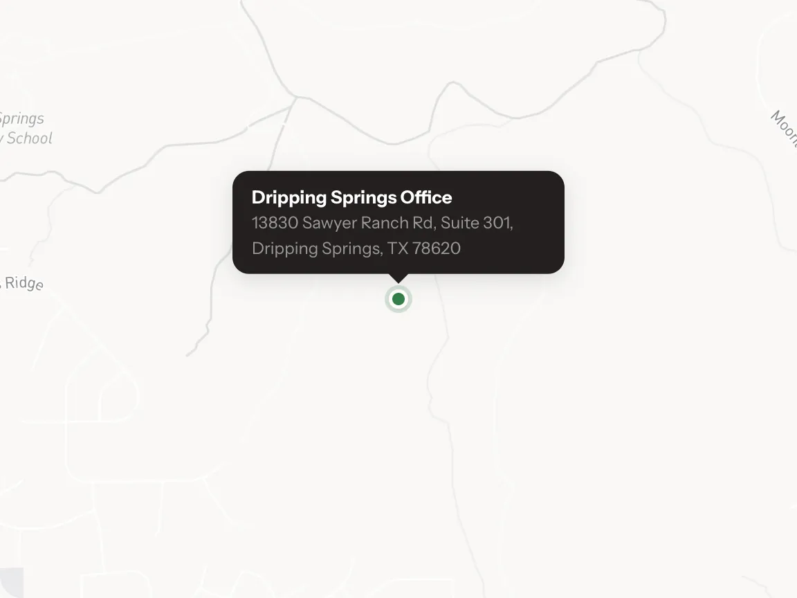 Map showing the CARMAhealth Dripping Springs office at 13830 Sawyer Ranch Rd, Suite 301